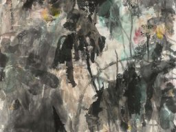 S003 夏雨墨---冰湖蓮子長 138x69cm 水墨 2007